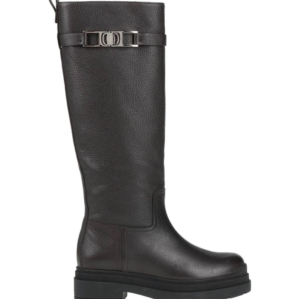 Salvatore Ferragamo Black Leather Knee-High Boots